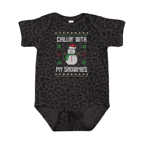 Inktastic Chillin' with My Snowmies Sweater Style Snowman Boys or Girls Baby Bodysuit