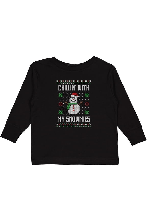 Chillin' with My Snowmies Sweater Style Snowman Boys or Girls Long Sleeve Toddler T-Shirt