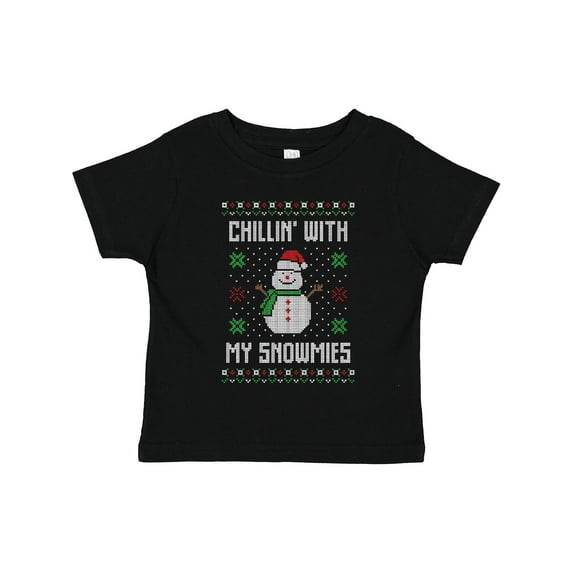Inktastic Chillin' with My Snowmies Sweater Style Snowman Boys or Girls Toddler T-Shirt