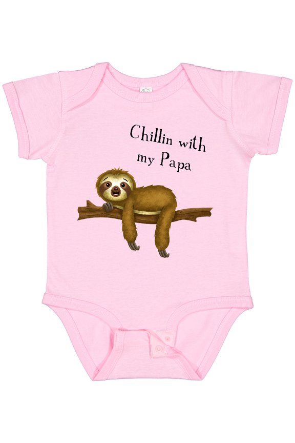 Chillin with Papa Sloth Cute Boys Baby Bodysuit