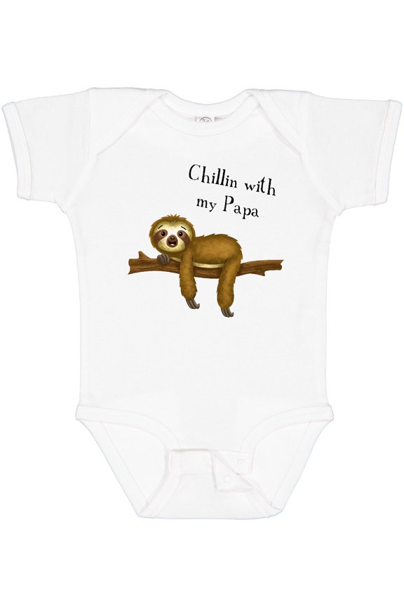 Chillin with Papa Sloth Cute Boys Baby Bodysuit