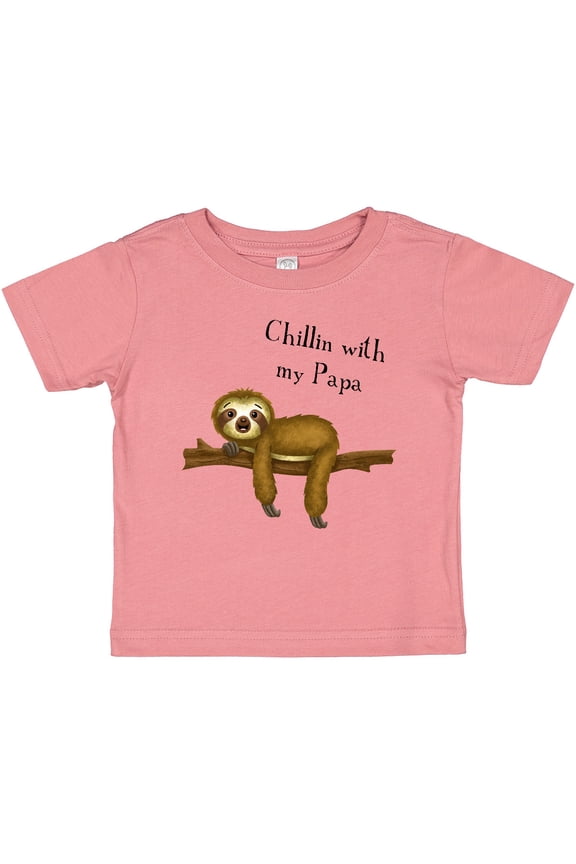 Chillin with Papa Sloth Cute Boys Baby T-Shirt