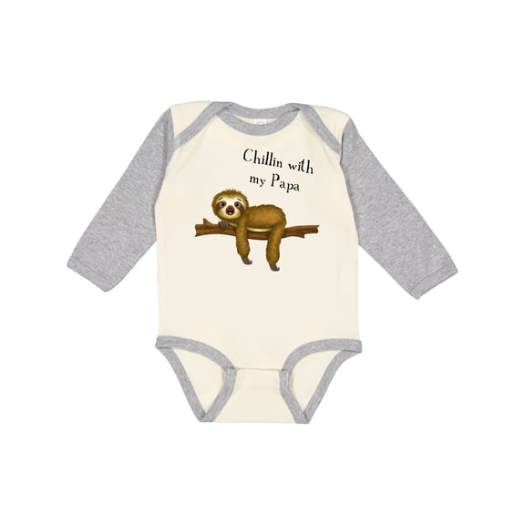 Inktastic Chillin with Papa Sloth Cute Boys Long Sleeve Baby Bodysuit