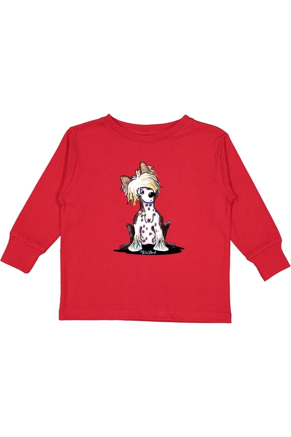 Chinese Crested Boys or Girls Long Sleeve Toddler T-Shirt