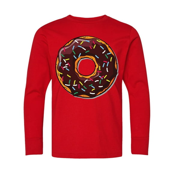 Inktastic Chololate Donut with Sprinkles Long Sleeve Youth T-Shirt