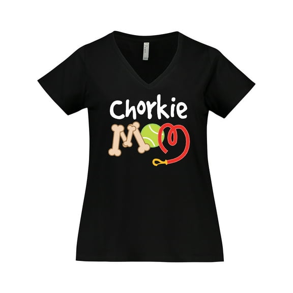 Inktastic Chorkie Mom Chihuahua Yorkie Women's Plus Size V-Neck T-Shirt