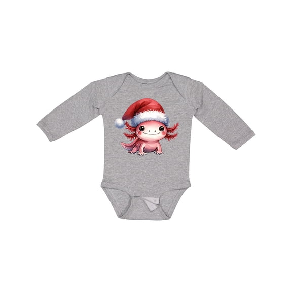 Inktastic Christmas Axolotl Boys or Girls Long Sleeve Baby Bodysuit