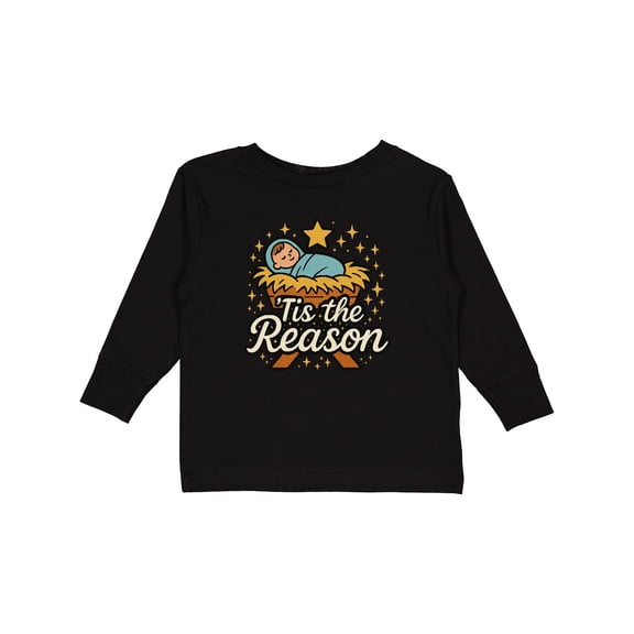 Inktastic Christmas Baby Jesus Nativity Scene 'tis the Reason Boys or Girls Long Sleeve Toddler T-Shirt
