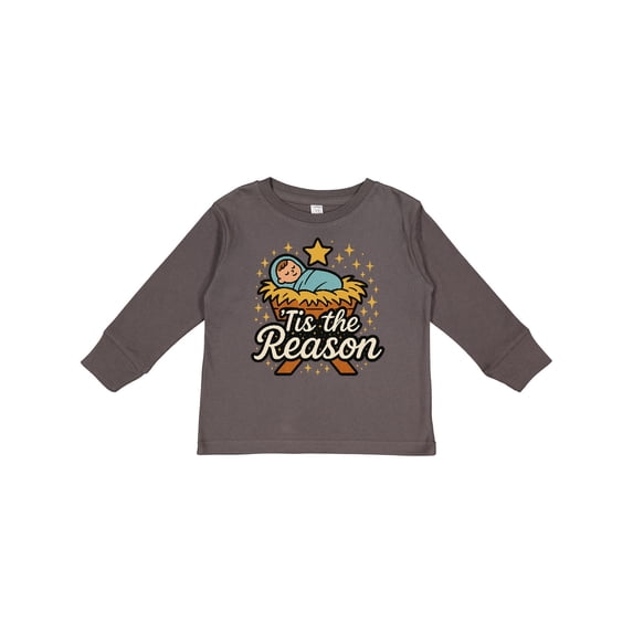 Inktastic Christmas Baby Jesus Nativity Scene 'tis the Reason Boys or Girls Long Sleeve Toddler T-Shirt