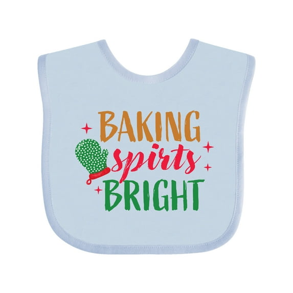 Inktastic Christmas Baking Spirits Bright with Green Oven Mit Boys or Girls Baby Bib