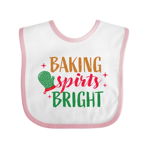 Inktastic Christmas Baking Spirits Bright with Green Oven Mit Boys or Girls Baby Bib