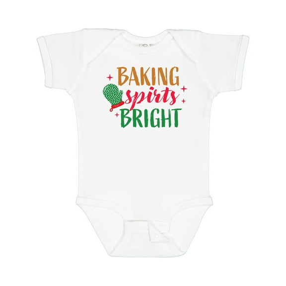 Inktastic Christmas Baking Spirits Bright with Green Oven Mit Boys or Girls Baby Bodysuit