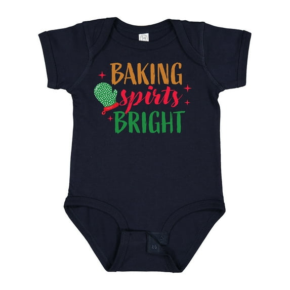 Inktastic Christmas Baking Spirits Bright with Green Oven Mit Boys or Girls Baby Bodysuit