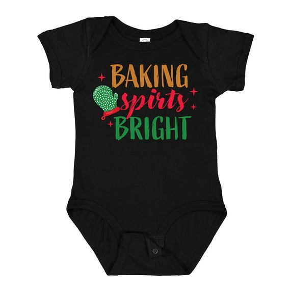 Inktastic Christmas Baking Spirits Bright with Green Oven Mit Boys or Girls Baby Bodysuit