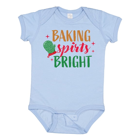 Inktastic Christmas Baking Spirits Bright with Green Oven Mit Boys or Girls Baby Bodysuit