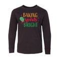 thumbnail image 1 of Inktastic Christmas Baking Spirits Bright with Green Oven Mit Long Sleeve Youth T-Shirt, 1 of 5