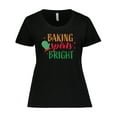 thumbnail image 1 of Inktastic Christmas Baking Spirits Bright with Green Oven Mit Women's Plus Size T-Shirt, 1 of 5