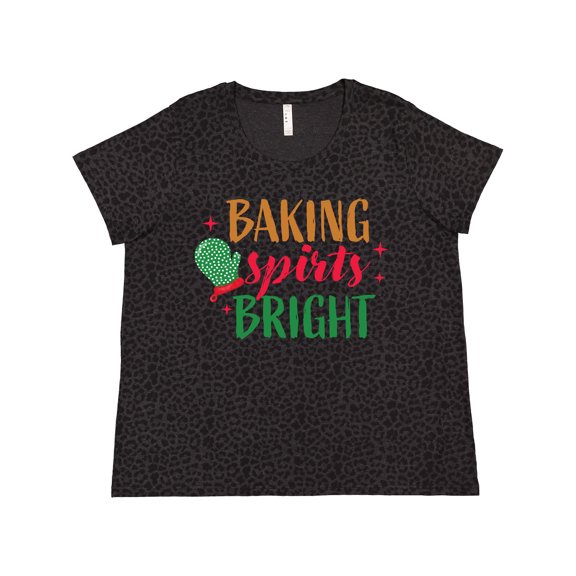 Inktastic Christmas Baking Spirits Bright with Green Oven Mit Women's Plus Size T-Shirt
