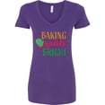 thumbnail image 1 of Inktastic Christmas Baking Spirits Bright with Green Oven Mit Women's V-Neck T-Shirt, 1 of 5