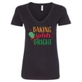 thumbnail image 1 of Inktastic Christmas Baking Spirits Bright with Green Oven Mit Women's V-Neck T-Shirt, 1 of 5