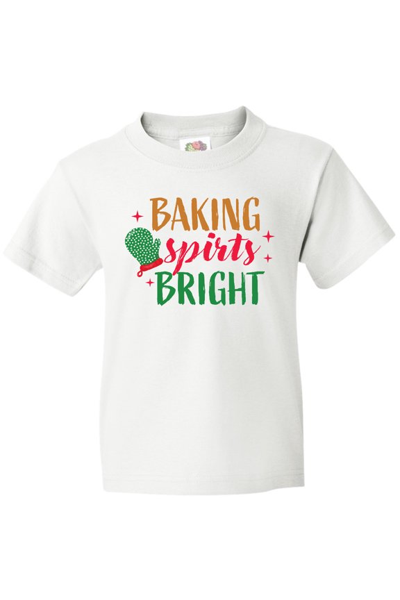 Christmas Baking Spirits Bright with Green Oven Mit Youth T-Shirt