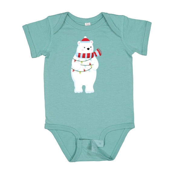 Inktastic Christmas Bear, Polar Bear, Hat, Christmas Lights Boys or Girls Baby Bodysuit