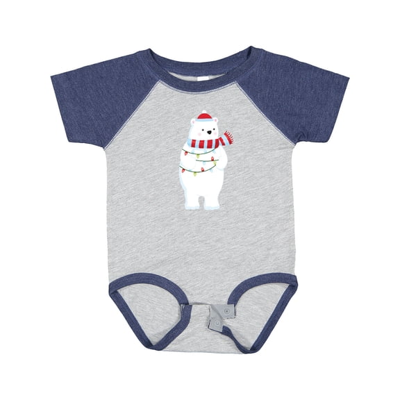 Inktastic Christmas Bear, Polar Bear, Hat, Christmas Lights Boys or Girls Baby Bodysuit