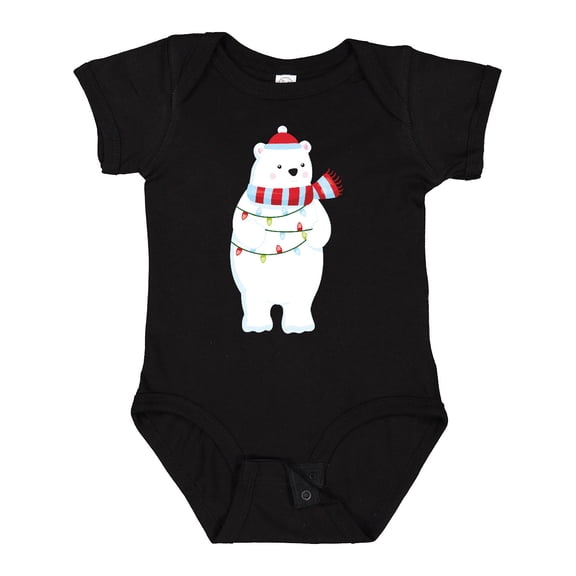 Inktastic Christmas Bear, Polar Bear, Hat, Christmas Lights Boys or Girls Baby Bodysuit