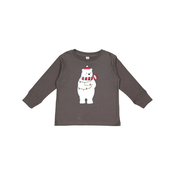 Inktastic Christmas Bear, Polar Bear, Hat, Christmas Lights Boys or Girls Long Sleeve Toddler T-Shirt