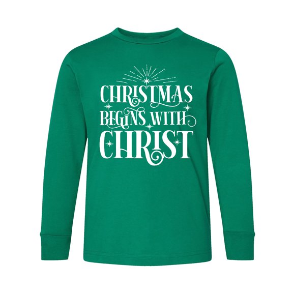 Inktastic Christmas Begins with Christ Long Sleeve Youth T-Shirt