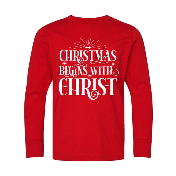 Inktastic Christmas Begins with Christ Long Sleeve Youth T-Shirt