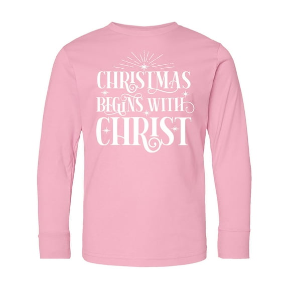 Inktastic Christmas Begins with Christ Long Sleeve Youth T-Shirt