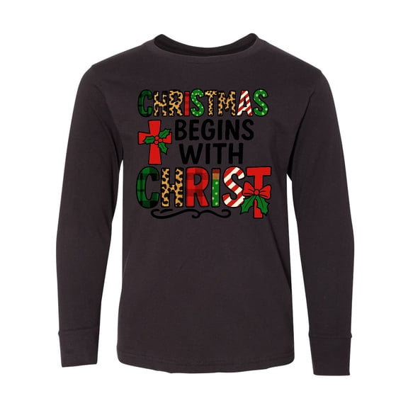 Inktastic Christmas Begins with Christ Religious Holiday Long Sleeve Youth T-Shirt
