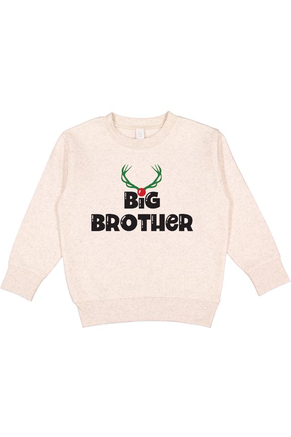 Christmas, Big Brother, Antlers, Xmas, Typography Toddler Sweatshirt