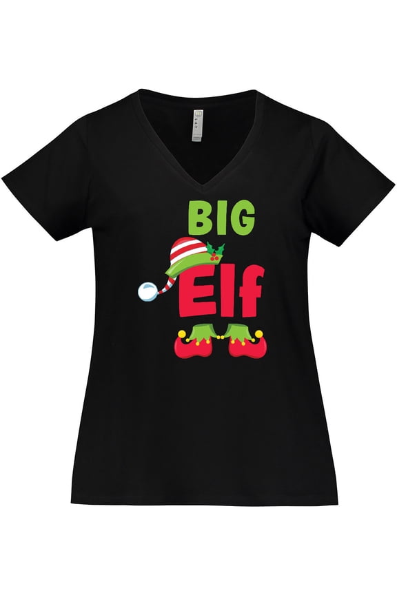 Christmas Big Elf Women's Plus Size V-Neck T-Shirt