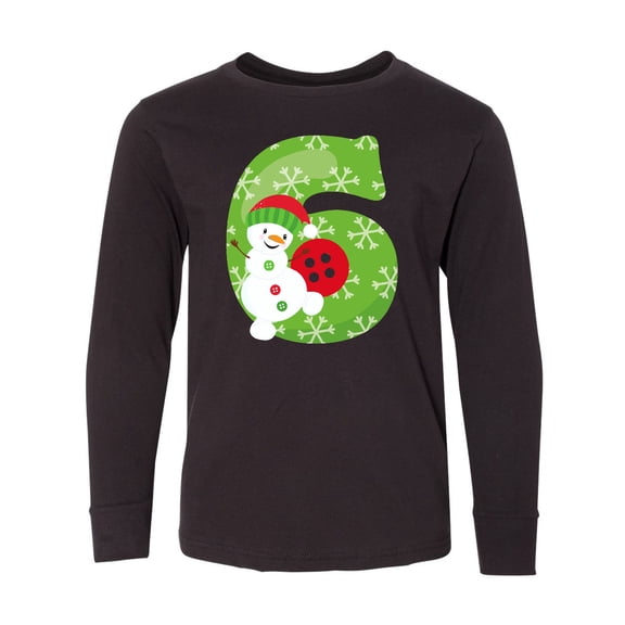 Inktastic Christmas Birthday, 6th Birthday, Cute Snowman, Carrot Nose Long Sleeve Youth T-Shirt