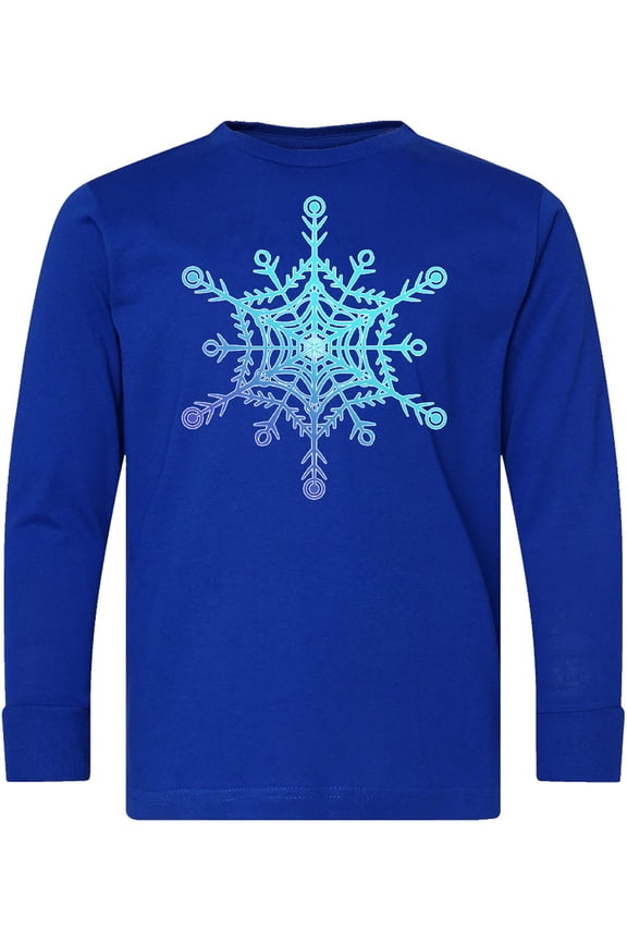 Christmas Blue Ice Snowflake Long Sleeve Youth T-Shirt
