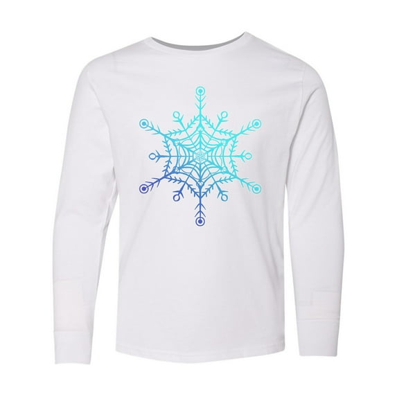 Inktastic Christmas Blue Ice Snowflake Long Sleeve Youth T-Shirt