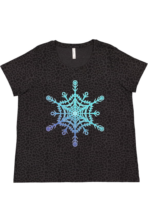 Christmas Blue Ice Snowflake Women's Plus Size T-Shirt
