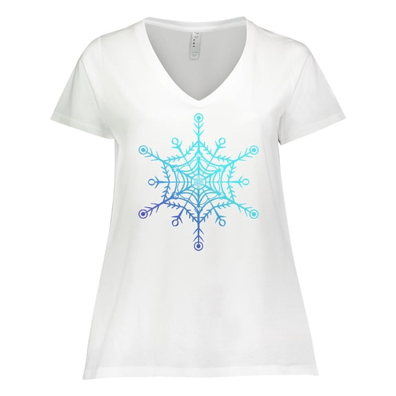 Inktastic Christmas Blue Ice Snowflake Women's Plus Size V-Neck T-Shirt