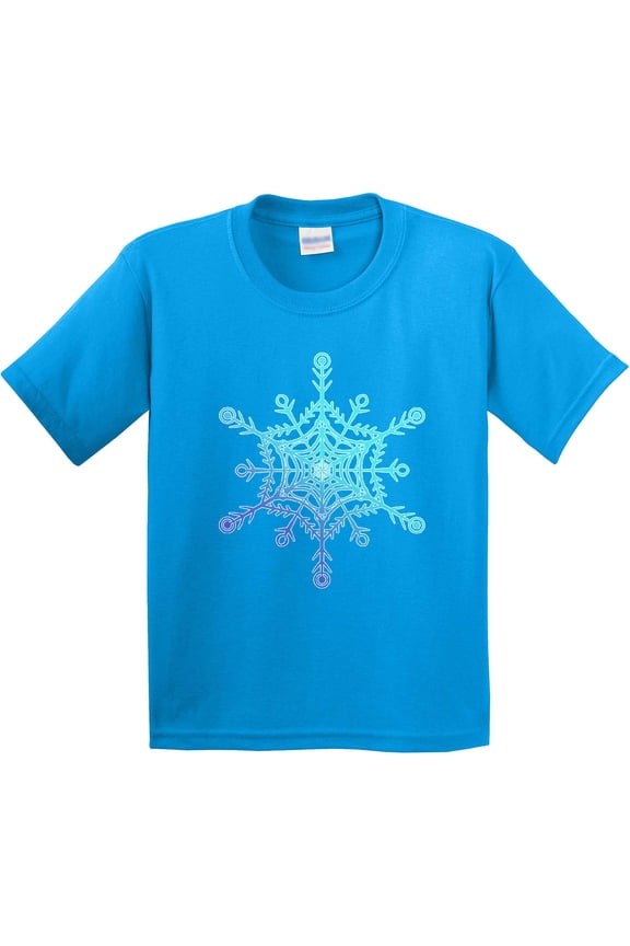 Christmas Blue Ice Snowflake Youth T-Shirt