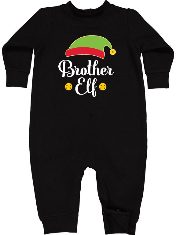 Christmas Brother Elf Holiday Baby Fleece Romper