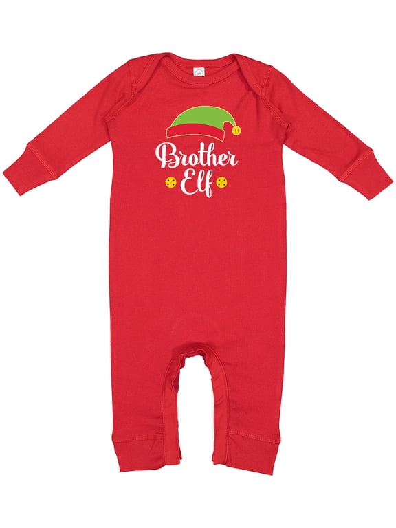 Christmas Brother Elf Holiday Baby Romper Coveralls