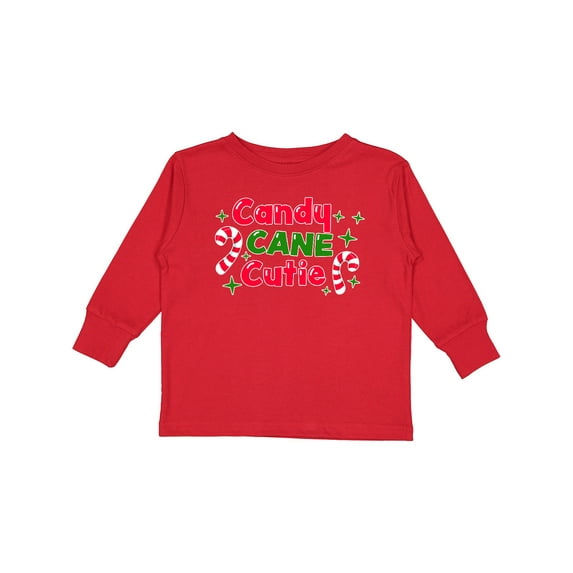 Inktastic Christmas Candy Cane Cutie with Candy Canes Boys or Girls Long Sleeve Toddler T-Shirt