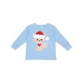 thumbnail image 1 of Inktastic Christmas Cat, Cute Cat, Beige Cat, Santa Hat, Xmas Girls Long Sleeve Toddler T-Shirt, 1 of 5