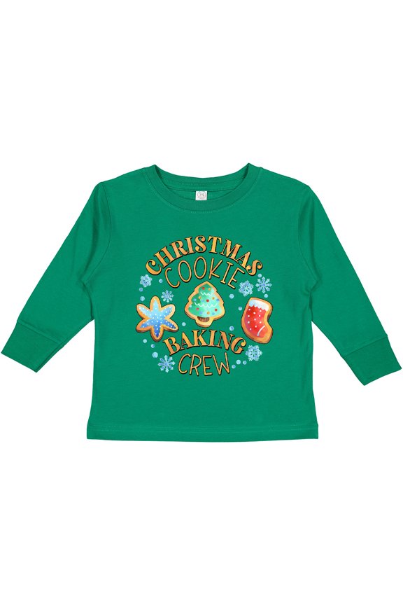 Christmas Cookie Baking Crew Boys or Girls Long Sleeve Toddler T-Shirt