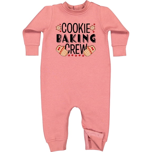 Inktastic Christmas Cookie Baking Crew with Oven Mitts Baby Fleece Romper