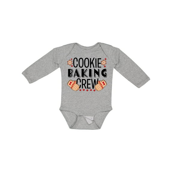 Inktastic Christmas Cookie Baking Crew with Oven Mitts Boys or Girls Long Sleeve Baby Bodysuit