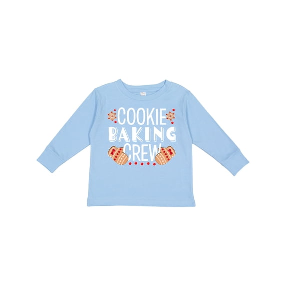 Inktastic Christmas Cookie Baking Crew with Oven Mitts Boys or Girls Long Sleeve Toddler T-Shirt