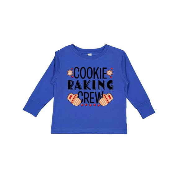 Inktastic Christmas Cookie Baking Crew with Oven Mitts Boys or Girls Long Sleeve Toddler T-Shirt